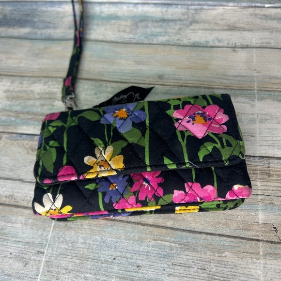 Vera Bradley Wallet Black Colorful Floral Wristlet Wildflower Garden - Picture 4 of 7